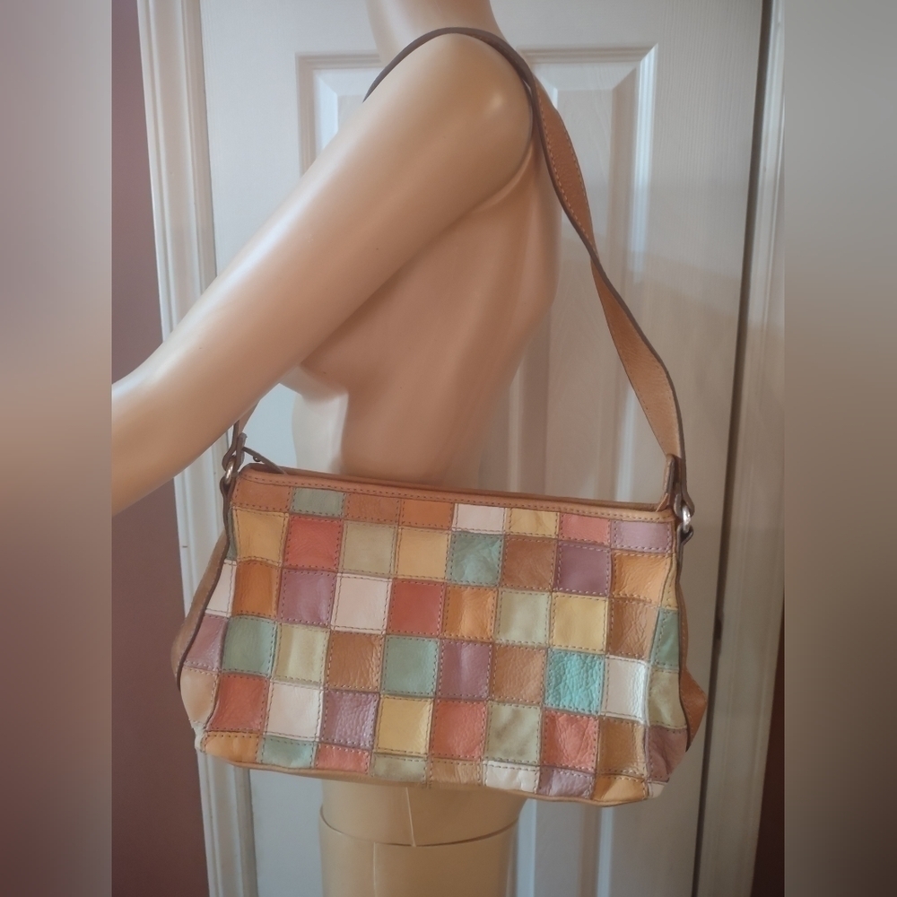 Patchwork Leather Shoulder Bag in Multicolor